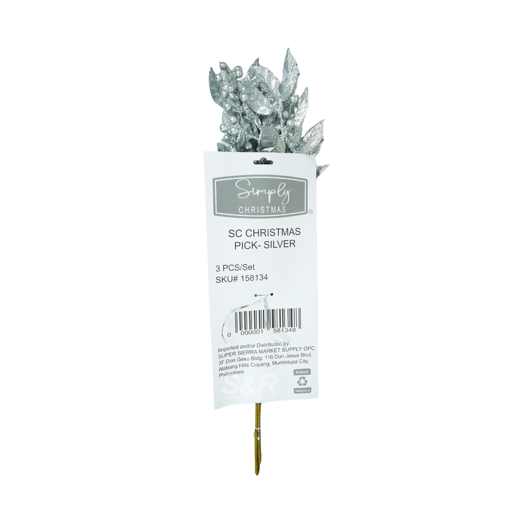 Simply Christmas Pick Silver 3 Pieces